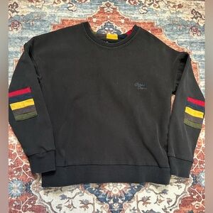 Cozy Wear Men's Black Sweater with Colorful Stripes